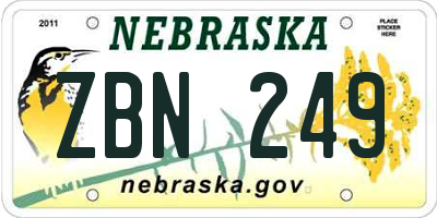 NE license plate ZBN249