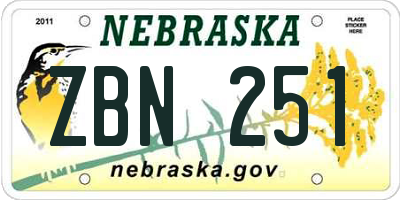 NE license plate ZBN251