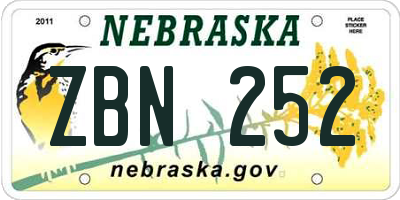 NE license plate ZBN252