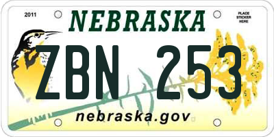 NE license plate ZBN253