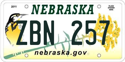 NE license plate ZBN257
