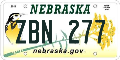 NE license plate ZBN277
