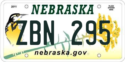 NE license plate ZBN295