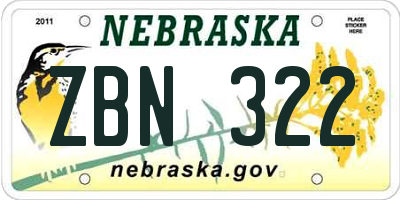 NE license plate ZBN322