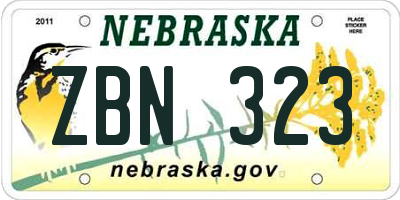 NE license plate ZBN323