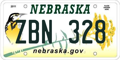 NE license plate ZBN328