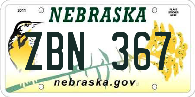 NE license plate ZBN367