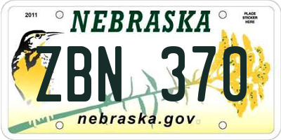 NE license plate ZBN370