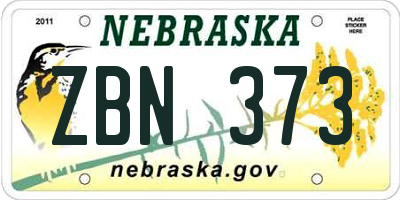 NE license plate ZBN373