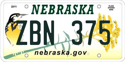 NE license plate ZBN375