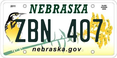 NE license plate ZBN407
