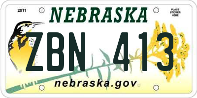 NE license plate ZBN413