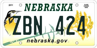 NE license plate ZBN424