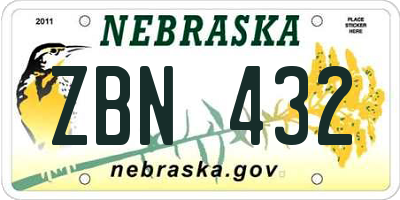 NE license plate ZBN432