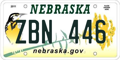 NE license plate ZBN446