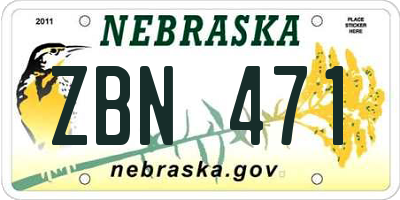 NE license plate ZBN471