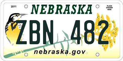 NE license plate ZBN482