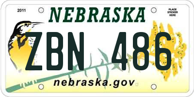 NE license plate ZBN486