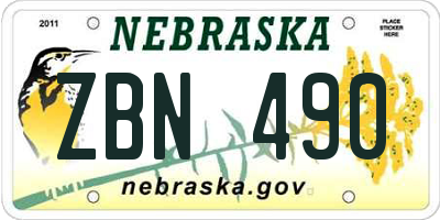 NE license plate ZBN490