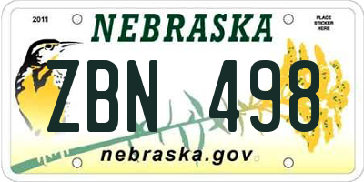 NE license plate ZBN498
