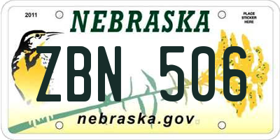 NE license plate ZBN506
