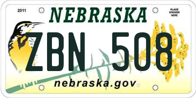 NE license plate ZBN508