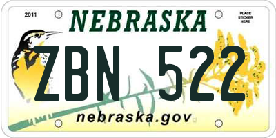NE license plate ZBN522