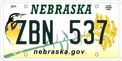 NE license plate ZBN537