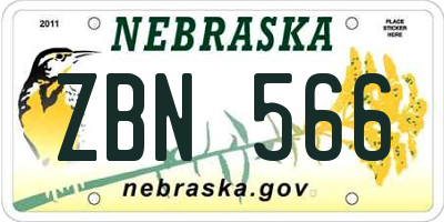 NE license plate ZBN566