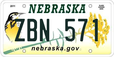NE license plate ZBN571