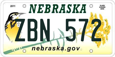 NE license plate ZBN572