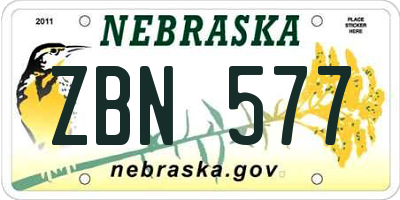 NE license plate ZBN577