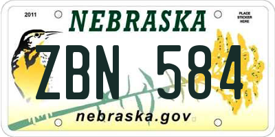 NE license plate ZBN584