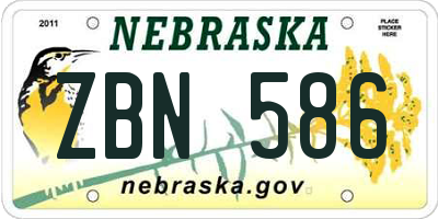 NE license plate ZBN586