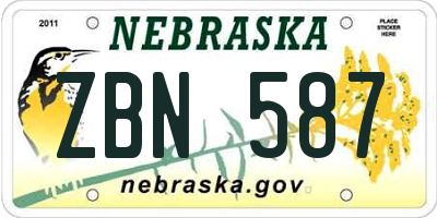 NE license plate ZBN587