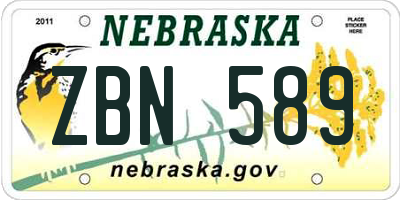 NE license plate ZBN589