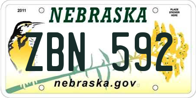 NE license plate ZBN592