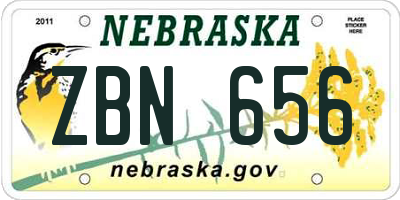 NE license plate ZBN656