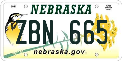 NE license plate ZBN665