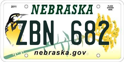 NE license plate ZBN682