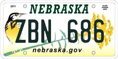 NE license plate ZBN686