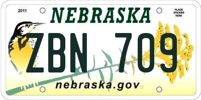 NE license plate ZBN709
