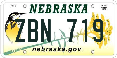 NE license plate ZBN719