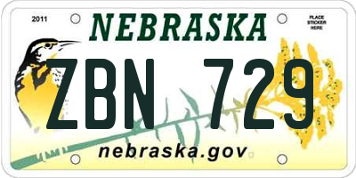 NE license plate ZBN729