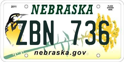 NE license plate ZBN736