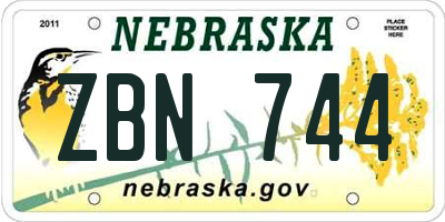 NE license plate ZBN744