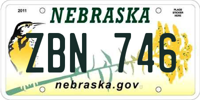 NE license plate ZBN746