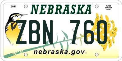 NE license plate ZBN760