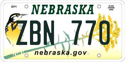 NE license plate ZBN770