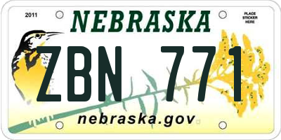 NE license plate ZBN771
